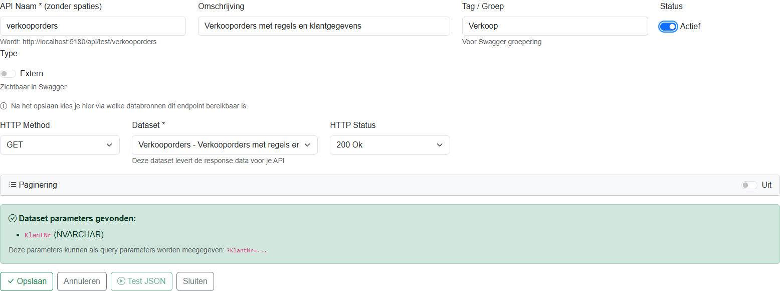 Formulier voor een nieuw GET-endpoint