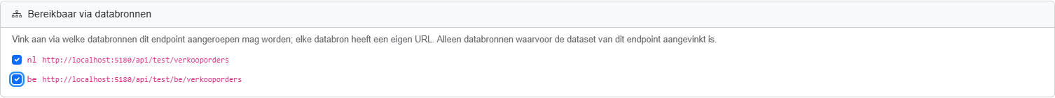 Endpoint bereikbaar via nl en be