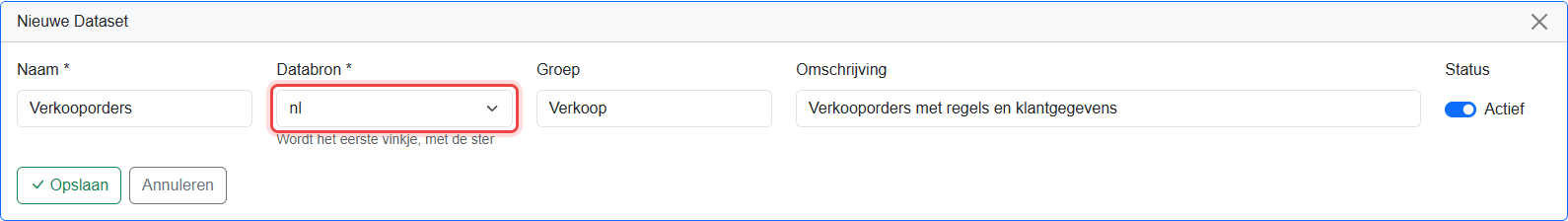 Formulier Nieuwe Dataset