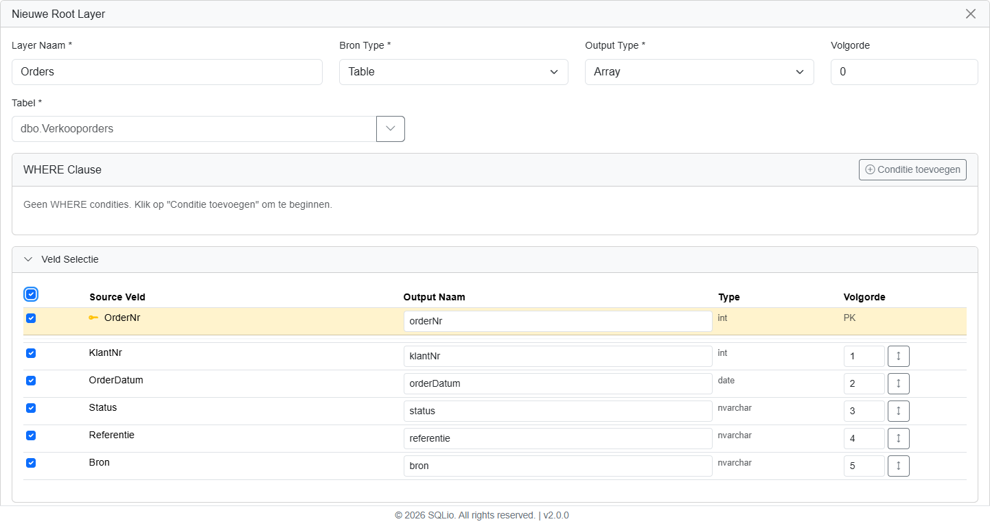 Nieuwe root layer Orders