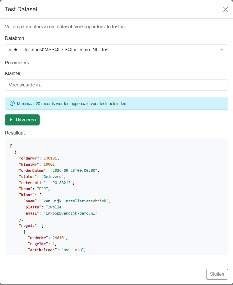 Test JSON op databron nl