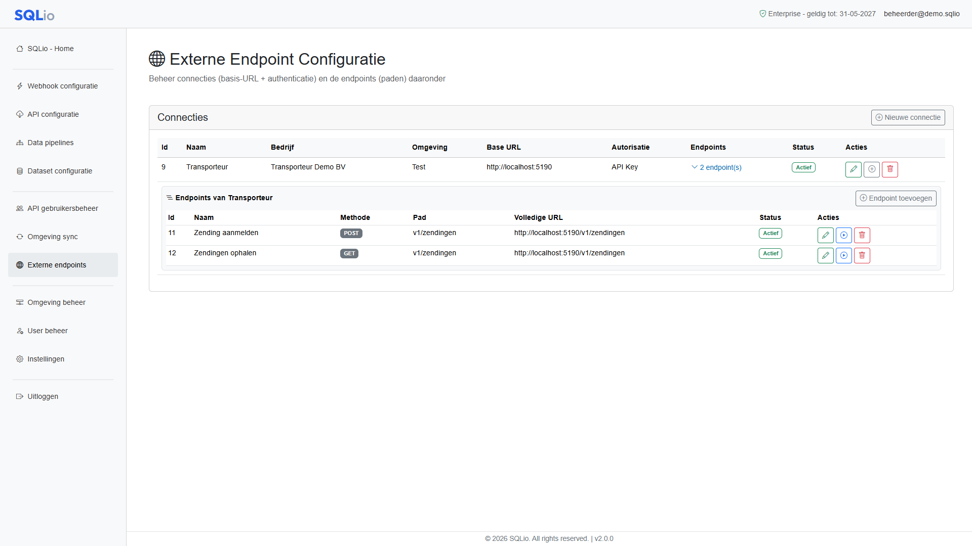 Connectie met twee endpoints